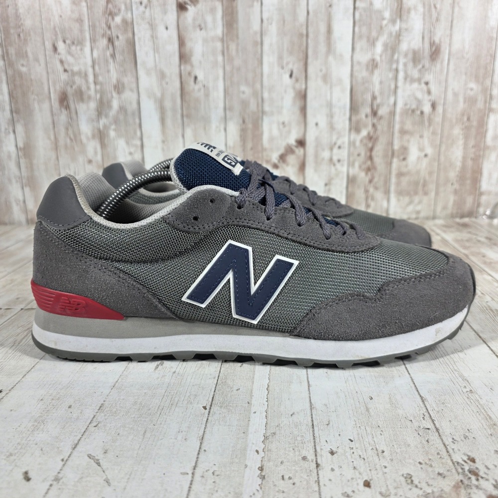 New Balance 515 Mens Grey Navy Red Suede Mesh Sneakers ML515UGG Size 11